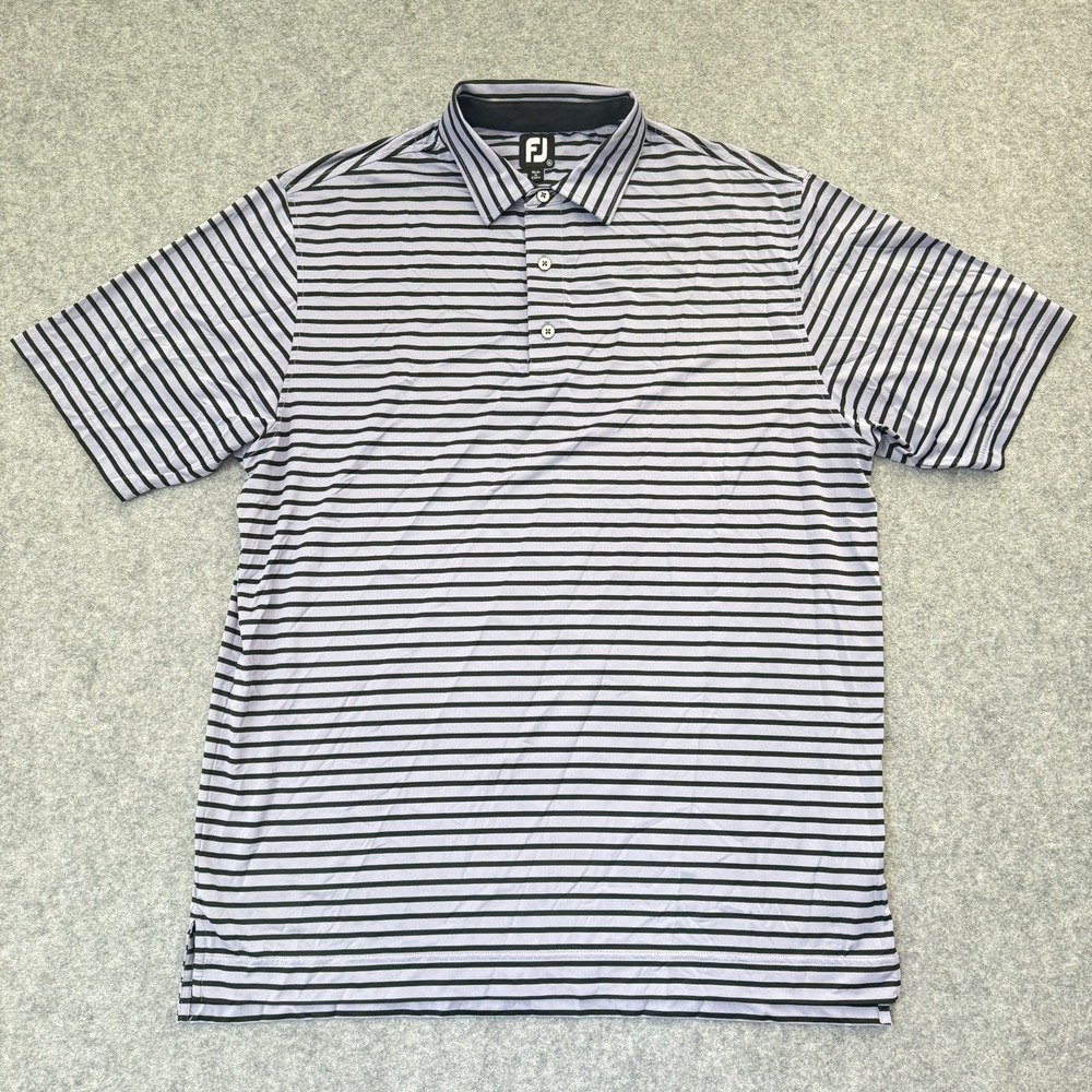 FootJoy Polo Shirt Mens XL Purple Striped Short Sleeve Golf Performance